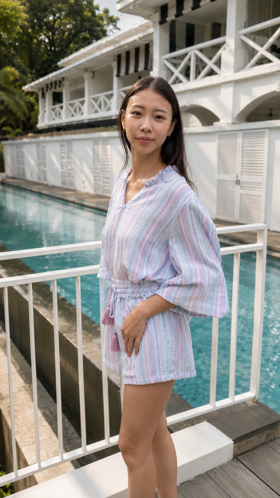 Portofino Ruffled Gauze Shorts Set