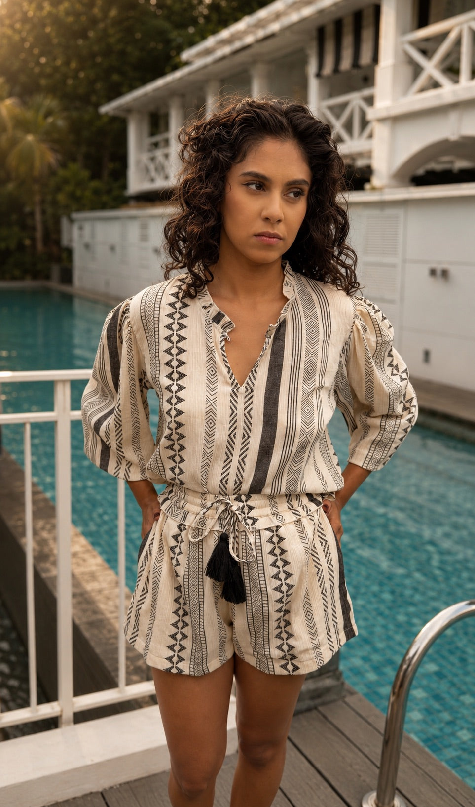 Portofino Ruffled Gauze Shorts Set
