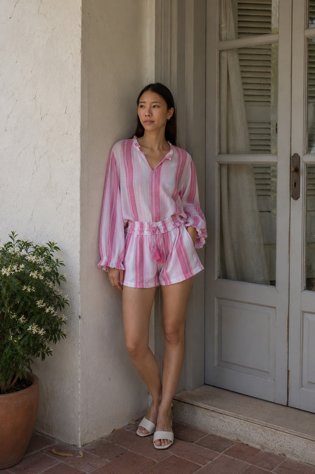 Portofino Ruffled Gauze Shorts Set